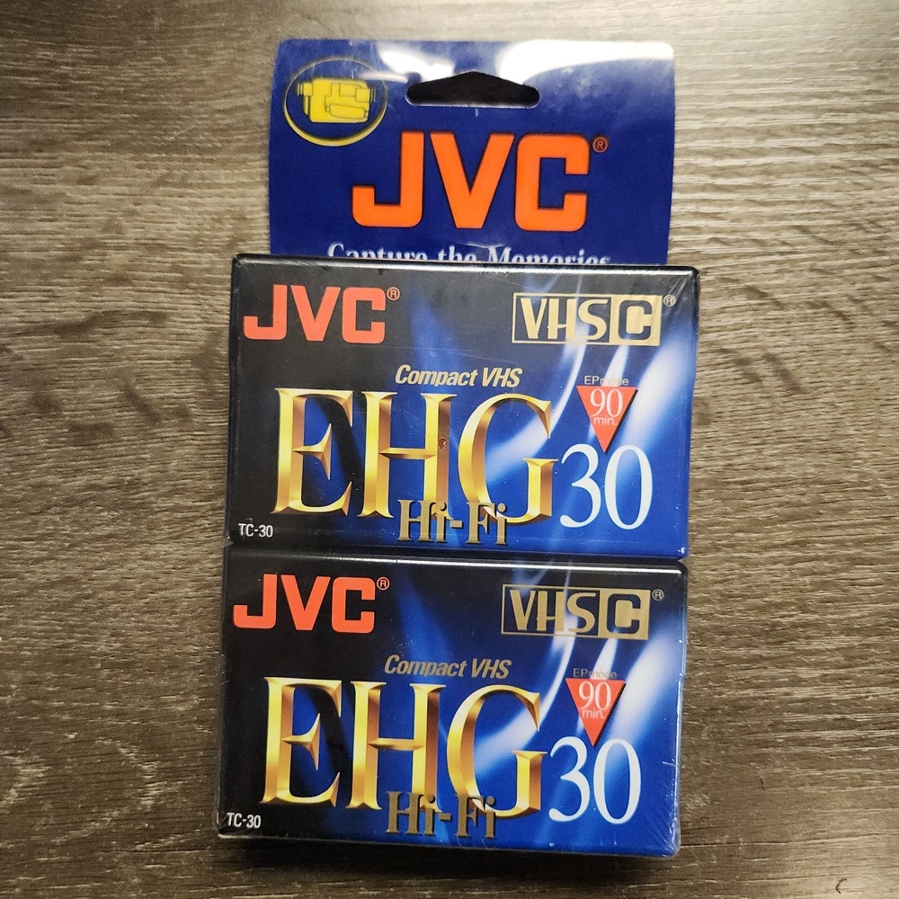 JVC Camcorder Tape VHS-C 90 Minute Hi-Fi EHG TC-30 2 Pk Pack Special Sealed